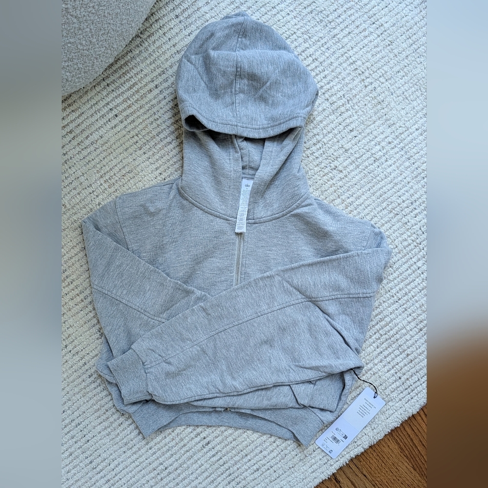 NEW Alo Yoga Sweet Escape Zip Up Hoodie Grey Medium